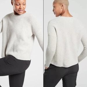 Athleta Turin Wool Cashmere Sweater in Light Gray Heather.